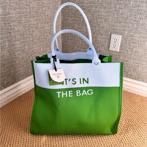 NWT ♠️ Kate Spade Target Colorblock Green and Blue Knit Tote Bag It’s in the Bag